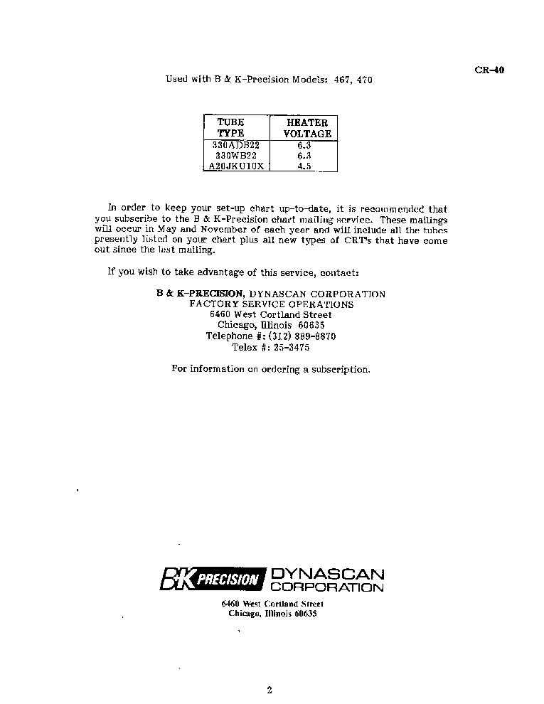 Free b&k 1040 repair manual